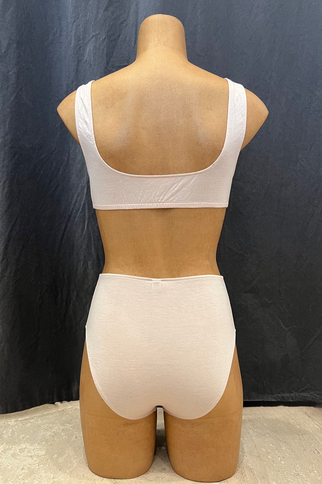 Only Hearts soft tank style Underpinnings bralette in light pink Chai. Front view on mannequin. 