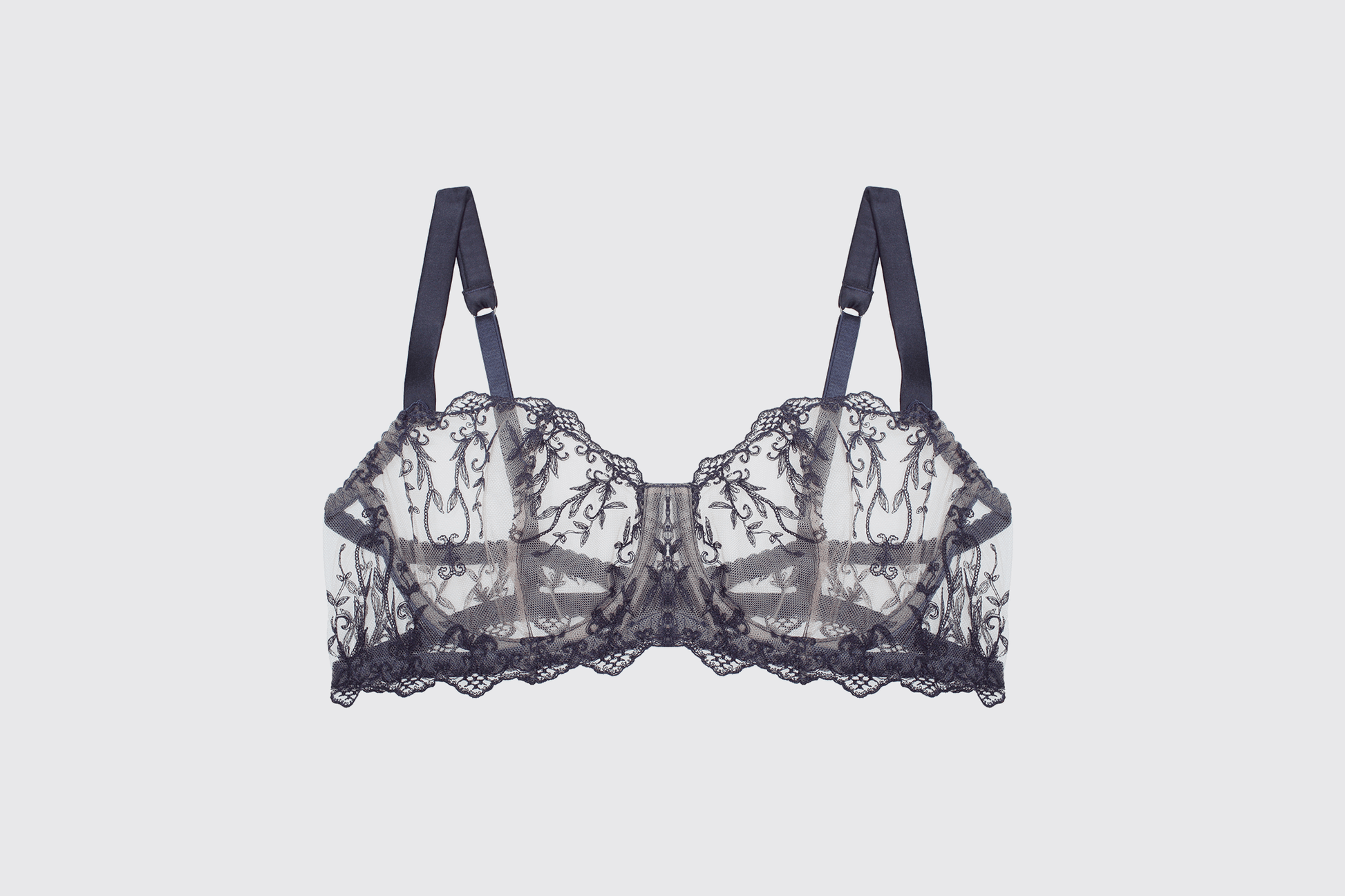 Muse Embroidered Sheer Balcony Bra from Luxury Lingerie Designer Fleur of England